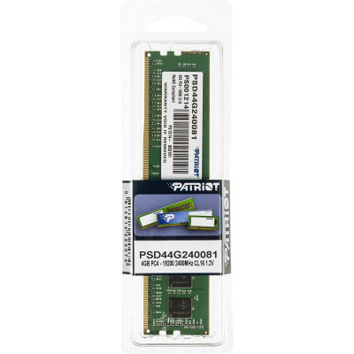 Память DDR4 4Gb 2400MHz Patriot PSD44G240081 RTL PC4-19200 CL17 DIMM 288-pin 1.2В single rank