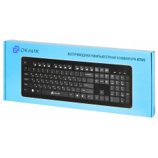 Клавиатура Оклик 870S черный USB беспроводная slim Multimedia