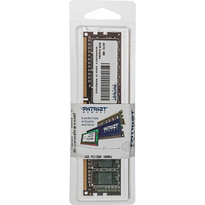Модуль памяти DDR3 4Gb 1600MHz Patriot PSD34G16002 RTL PC3-12800 CL11 DIMM 240-pin 1.5В