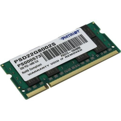 Память DDR2 2Gb 800MHz Patriot PSD22G8002S RTL PC2-6400 CL6 SO-DIMM 200-pin 1.8В