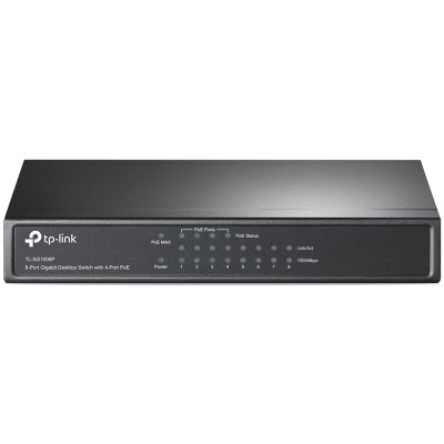 Коммутатор TP-Link TL-SG1008P (L2) 8x1Гбит/с 4PoE+ 64W неуправляемый