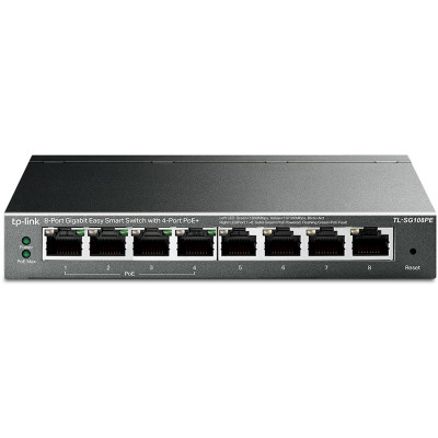 Коммутатор TP-Link TL-SG108PE (L2) 8x1Гбит/с 4PoE+ 64W управляемый