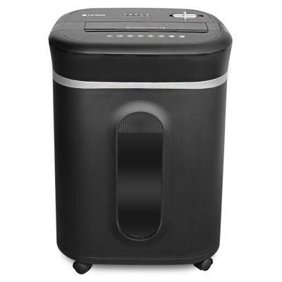 Шредер Heleos УМ28-5 черный/серебристый (секр.P-5) фрагменты 12лист. 28лтр. скрепки скобы пл.карты CD