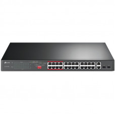Коммутатор TP-Link TL-SL1226P (L2) 24x100Мбит/с 2x1Гбит/с 2xКомбо(1000BASE-T/SFP) 24PoE+ 250W неуправляемый
