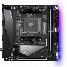 Материнская плата Gigabyte B550I AORUS PRO AX Soc-AM4 AMD B550 2xDDR4 mini-ITX AC`97 8ch(7.1) 2.5Gg RAID+HDMI+DP