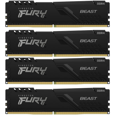 Память DDR4 4x32GB 3200MHz Kingston KF432C16BBK4/128 Fury Beast Black RTL Gaming PC4-25600 CL16 DIMM 288-pin 1.35В dual rank с радиатором Ret