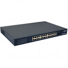 Коммутатор Osnovo SW-62422(400W) 26x100Мбит/с 2xКомбо(1000BASE-T/SFP) 24PoE+ 400W неуправляемый