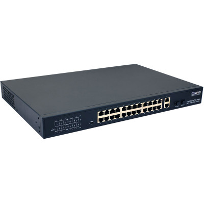 Коммутатор Osnovo SW-62422(400W) 26x100Мбит/с 2xКомбо(1000BASE-T/SFP) 24PoE+ 400W неуправляемый