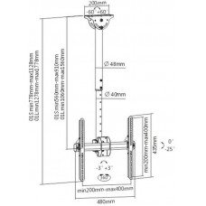 Кронштейн для телевизора Arm Media LCD-1800 черный 26"-65" макс.50кг потолочный поворот и наклон