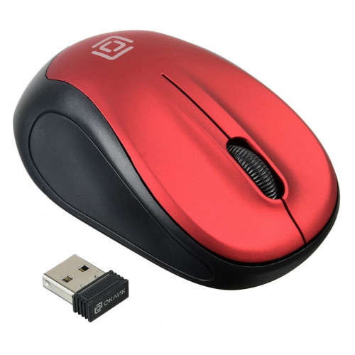 Мышь Оклик 665MW черный/красный оптическая 1600dpi беспров. USB для ноутбука 3but (1025135)