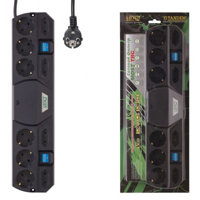 Сетевой фильтр Most TRG 5м (10 розеток) черный (коробка)