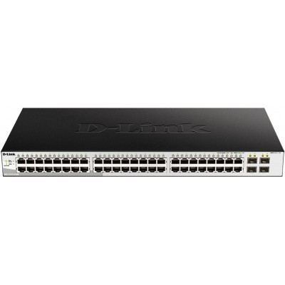 Коммутатор D-Link DGS-1210-52MP/ME/B 48x1Гбит/с 4SFP 48PoE 370W управляемый