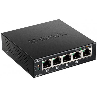 Коммутатор D-Link DES-1005P/B1A 5x100Мбит/с 4PoE 60W неуправляемый
