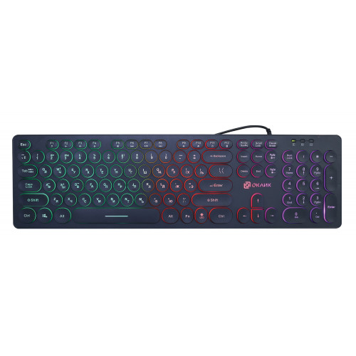 Клавиатура Оклик 420MRL черный USB slim Multimedia LED