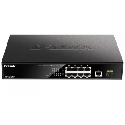 Коммутатор D-Link DGS-1010MP/A1A 9x1Гбит/с 1SFP 8PoE 125W неуправляемый