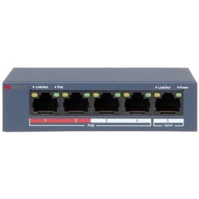 Коммутатор HiWatch DS-S504P(B) 5x100Мбит/с 4PoE+ 35W неуправляемый