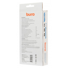 Сетевой фильтр Buro 800SH-3-B 3м (8 розеток) черный (коробка)