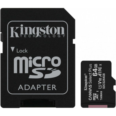 Флеш карта microSDXC 64GB Kingston SDCS2/64GB Canvas Select Plus + adapter