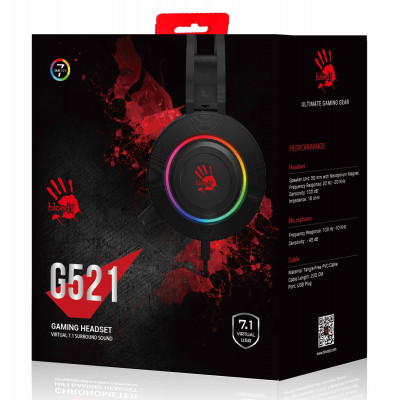 Наушники с микрофоном A4 Bloody G521 черный 2.3м мониторные USB оголовье (G521 (BLACK))