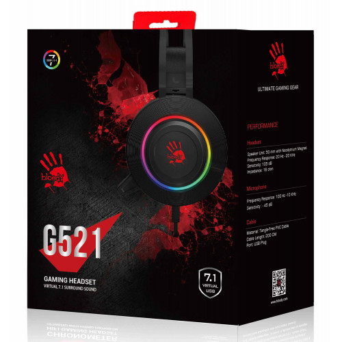 Наушники с микрофоном A4 Bloody G521 черный 2.3м мониторные USB оголовье (G521 (BLACK))