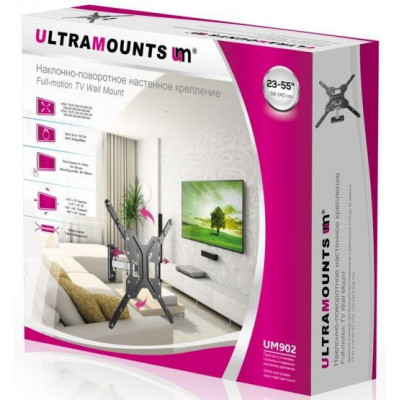Кронштейн для телевизора Ultramounts UM902 черный 23"-55" макс.30кг настенный поворотно-выдвижной и наклонный