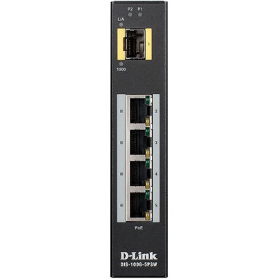 Коммутатор D-Link DIS-100G-5PSW/A1A 4x1Гбит/с 1SFP 4PoE+ 120W неуправляемый