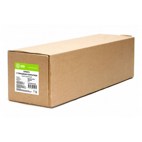 Бумага Cactus CS-PG180-61030 24"(A1) 610мм-30м/180г/м2/белый глянцевое для струйной печати втулка:50.8мм (2")