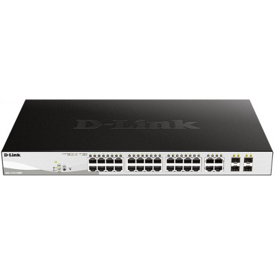 Коммутатор D-Link DGS-1210-28MP/FL1A (L2) 28x1Гбит/с 4xКомбо(1000BASE-T/SFP) 24PoE+ 370W управляемый