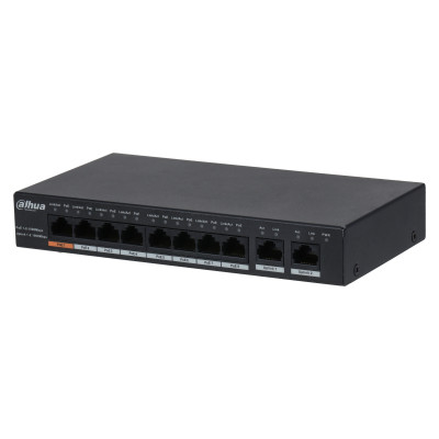 Коммутатор Dahua DH-PFS3010-8GT-96 10x1Гбит/с 7PoE+ 1PoE++ 96W неуправляемый