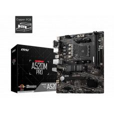 Материнская плата MSI A520M PRO Soc-AM4 AMD A520 2xDDR4 mATX AC`97 8ch(7.1) GbLAN RAID+VGA+HDMI+DP