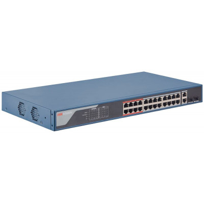 Коммутатор Hikvision DS-3E1326P-EI 24x100Мбит/с 2x1Гбит/с 2xКомбо(1000BASE-T/SFP) 24PoE+ 370W управляемый