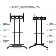Подставка для телевизора Onkron TS1351 черный 32"-65" макс.50кг напольный мобильный