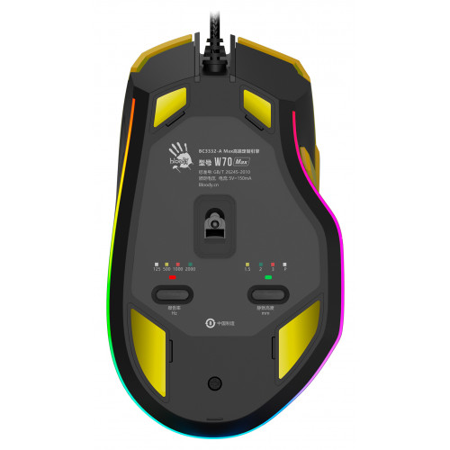 Мышь A4Tech Bloody W70 Max Punk желтый/черный оптическая 10000dpi USB 11but