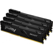 Память DDR4 4x16Gb 3600MHz Kingston KF436C18BBK4/64 Fury Beast Black RTL Gaming PC4-28800 CL18 DIMM 288-pin 1.35В single rank с радиатором Ret