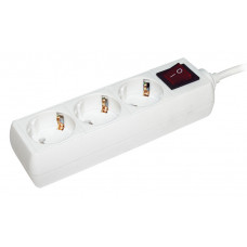 Сетевой удлинитель IEK У03К 3м (3 розетки) белый (пакет ПЭ)