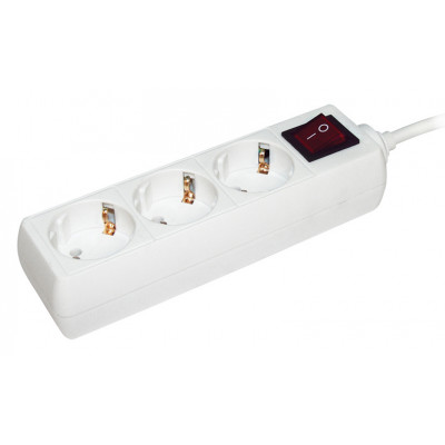 Сетевой удлинитель IEK У03К 3м (3 розетки) белый (пакет ПЭ)