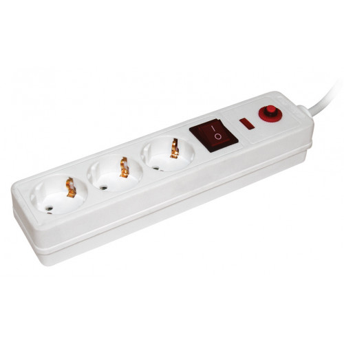 Сетевой фильтр IEK СФ-03К 1.5м (3 розетки) белый (коробка)