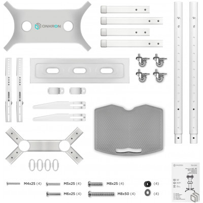 Стойка для телевизора Onkron TS1351 белый 32"-65" макс.50кг напольный мобильный
