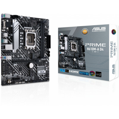 Материнская плата Asus PRIME H610M-A D4-CSM Soc-1700 Intel H610 2xDDR4 mATX AC`97 8ch(7.1) GbLAN+VGA+HDMI+DP
