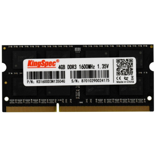 Память DDR3 4GB 1600MHz Kingspec KS1600D3N13504G RTL PC3-12800 CL11 SO-DIMM 204-pin 1.35В single rank Ret