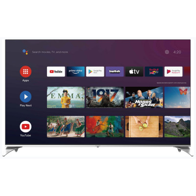 Телевизор QLED Hyundai 55" H-LED55QBU7500 Android TV Frameless черный/серебристый 4K Ultra HD 60Hz DVB-T DVB-T2 DVB-C DVB-S DVB-S2 USB WiFi Smart TV