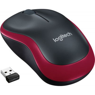 Мышь Logitech M185 черный/красный оптическая 1000dpi беспров. USB для ноутбука 2but (910-002633)