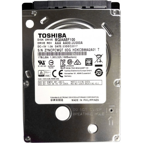 Жесткий диск Toshiba SATA-III 1TB MQ04ABF100 Notebook/Desktop MQ04 512E (5400rpm) 128Mb 2.5"