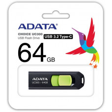 Флеш Диск A-Data 64Gb Type-C UC300 ACHO-UC300-64G-RBK/GN USB3.2 черный/зеленый