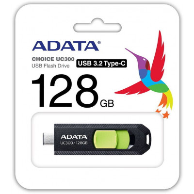 Флеш Диск A-Data 128Gb Type-C UC300 ACHO-UC300-128G-RBK/GN USB3.2 черный/зеленый