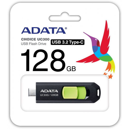 Флеш Диск A-Data 128Gb Type-C UC300 ACHO-UC300-128G-RBK/GN USB3.2 черный/зеленый