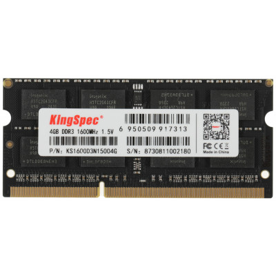 Память DDR3 4GB 1600MHz Kingspec KS1600D3N15004G RTL PC3-12800 CL11 SO-DIMM 204-pin 1.5В single rank Ret