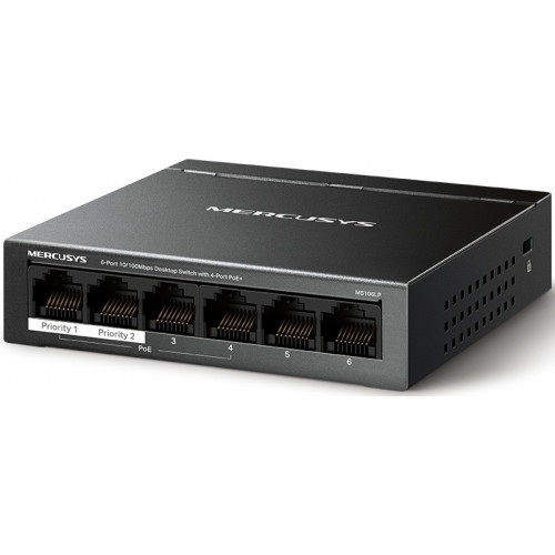 Коммутатор Mercusys MS106LP (L2) 6x100Мбит/с 4PoE+ 40W неуправляемый