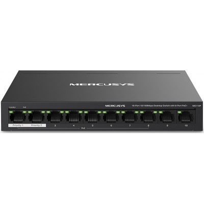 Коммутатор Mercusys MS110P (L2) 10x100Мбит/с 8PoE+ 65W неуправляемый