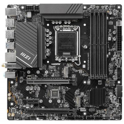 Материнская плата MSI PRO B760M-A WIFI Soc-1700 Intel B760 4xDDR5 mATX AC`97 8ch(7.1) 2.5Gg+HDMI+DP